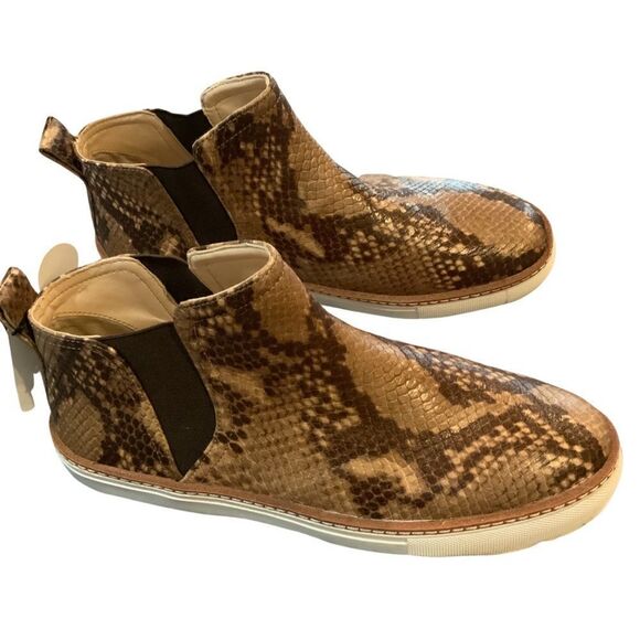 NWT Zara Reptile Snakeskin Brown Ankle Bootie Sneakers 7.5 - Picture 6 of 15